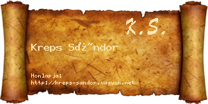 Kreps Sándor névjegykártya